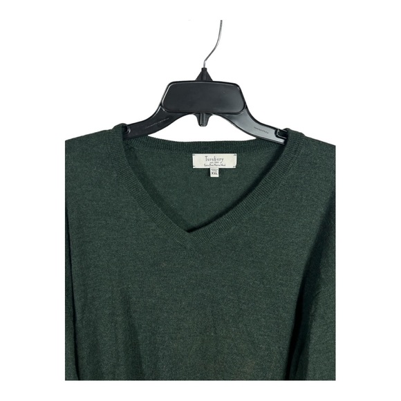 Men's TURNBURY Hunter Green Merino Wool V-Neck Sweater 2XL AC574 - Picture 6 of 10